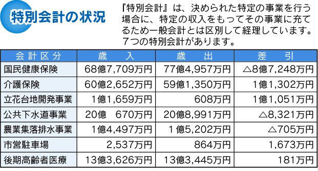 特別会計の状況の表