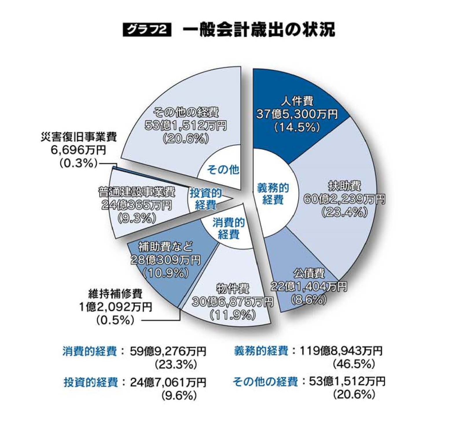 一般会計歳出の状況のグラフ