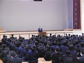 国見中交通安全講習会のようす