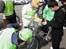 国見中自転車のようす