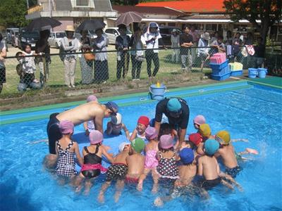 今日は水泳大会でした