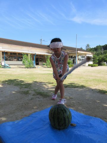 スイカわりの様子