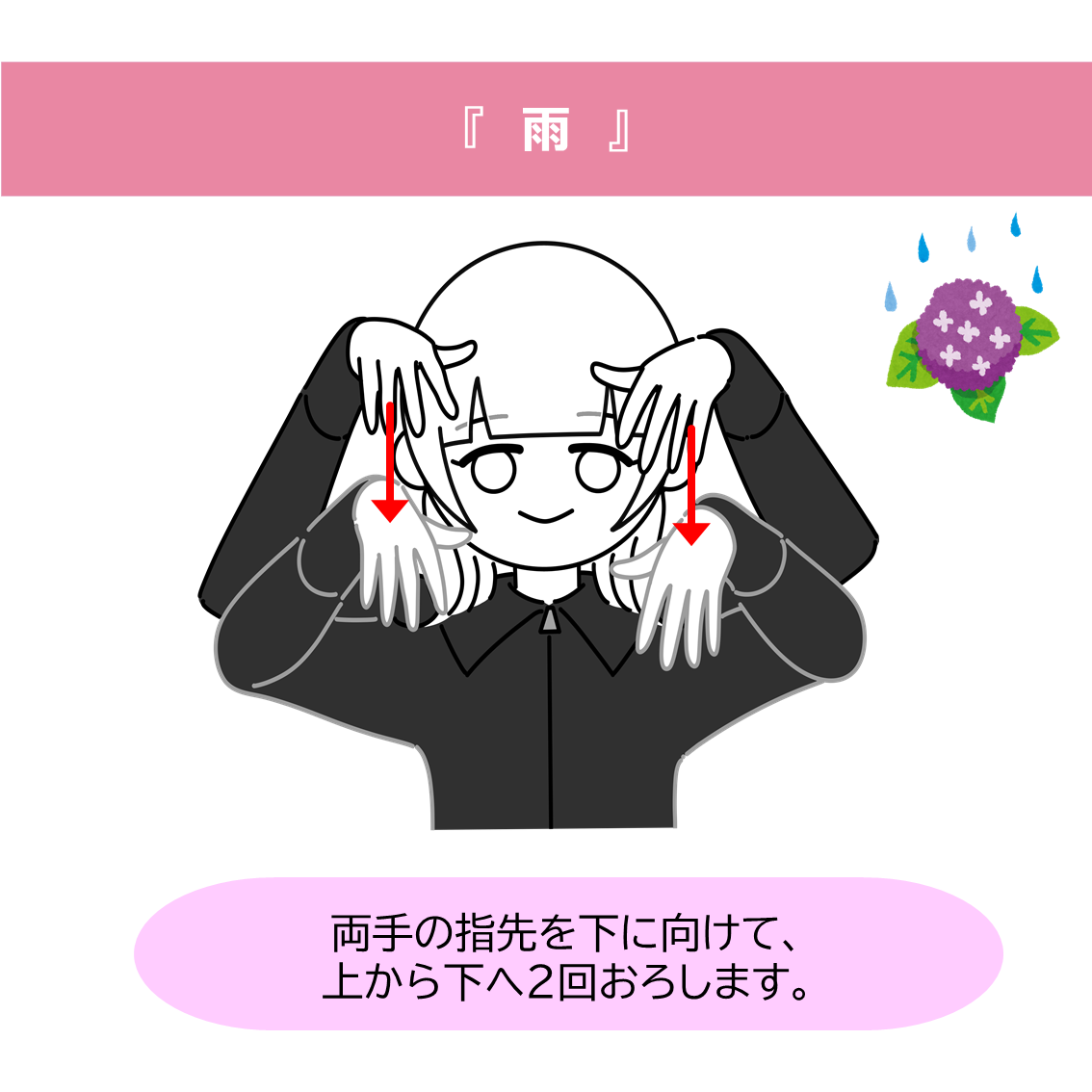 手話　雨